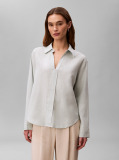Green Linen Blend Tunic Shirt  Women