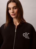 Black Scuba Cropped Bomber Jacket  Women