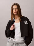 Black Scuba Cropped Bomber Jacket  Women