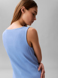 Blue Ribbed Sleeveless Midi Dress  Women