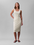 Grey Ribbed Sleeveless Midi Dress  Women