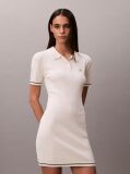 White Cable Knit Tipped Mini Polo Dress  Women