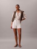 White Cotton Twill Utility Shorts  Women