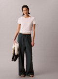 Blue Linen Blend Wide Leg Trousers  Women