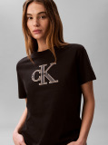 Black Monogram Appliqué T-shirt  Women