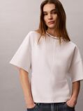 White Logo Jacquard Boxy T-Shirt  Women