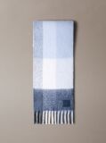 Blue Check Brushed Scarf With Wool  Men