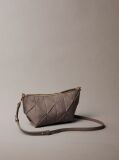 Brown Sueded Woven Panel Shoulder Bag  Women