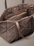 Brown Sueded Woven Panel Shoulder Bag  Women