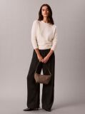 Brown Sueded Woven Panel Shoulder Bag  Women