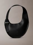 Black Asymmetric Crescent Shoulder Bag  Women