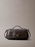 Brown Croco-Effect Monogram Plaque Shoulder Bag  Women