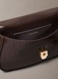 Brown Croco-Effect Monogram Plaque Shoulder Bag  Women