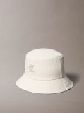 White Canvas Signature Logo Bucket Hat  Women