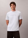 White Textured Logo Crew Neck T-Shirt  Men