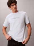 White Textured Logo Crew Neck T-Shirt  Men
