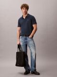 Blue Cotton Piqué Open Collar Polo Shirt  Men