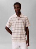 Beige Short Sleeve Easy 16S Jersey Stripe Polo Shirt  Men