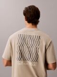Μπεζ T-Shirt Με Γραφικό Λογότυπο Και Στρογγυλή Λαιμόκοψη  Άνδρας