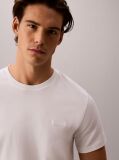 Λευκό T-Shirt Με Slim Γραμμή Από Βαμβάκι Με Logo Patch  Άνδρας