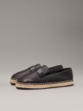Black Leather Espadrille Loafers  Women