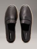 Black Leather Espadrille Loafers  Women