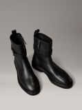 Black Leather Signature Logo Ankle Boots  Women