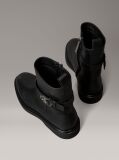 Black Leather Signature Logo Ankle Boots  Women