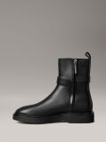 Black Leather Signature Logo Ankle Boots  Women