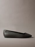 Black Leather Square Toe Ballerinas  Women