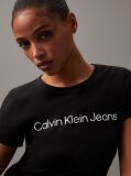 Black Slim Organic Cotton Logo T-Shirt  Women