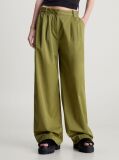 Green Cotton Twill Straight Trousers  Women