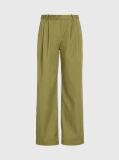 Green Cotton Twill Straight Trousers  Women