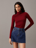 Red Slim Ribbed Roll Neck Jumper  Women