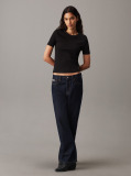 Black Slim Ribbed Cotton T-shirt  Women