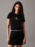 Black Slim Monogram T-shirt  Women