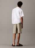 Beige Pleated Twill Bermuda Shorts  Men