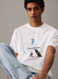 White Monogram Photo Print T-shirt  Men