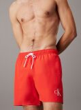 Red Medium Drawstring Swim Shorts - CK Monogram  Men