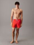 Red Medium Drawstring Swim Shorts - CK Monogram  Men