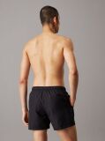 Black Medium Drawstring Swim Shorts - Logo Embroidery  Men