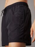 Black Medium Drawstring Swim Shorts - Logo Embroidery  Men