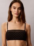 Black Lightly Lined Bandeau - Emblem Mesh  Women