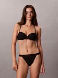 Black Lightly Lined Demi Bra - Emblem Flocked Mesh  Women