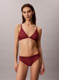 Red Unlined Plunge Bra - Emblem Flocked Mesh  Women