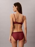 Red Unlined Plunge Bra - Emblem Flocked Mesh  Women