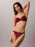 Red High Leg Thong - Emblem Flocked Mesh  Women