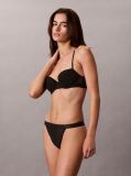 Black High Leg Thong - Emblem Flocked Mesh  Women