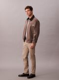 Khaki Slim Stretch Cotton Chino Trousers  Men