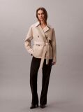 Beige Cotton Blend Mid Length Trench Coat  Women
